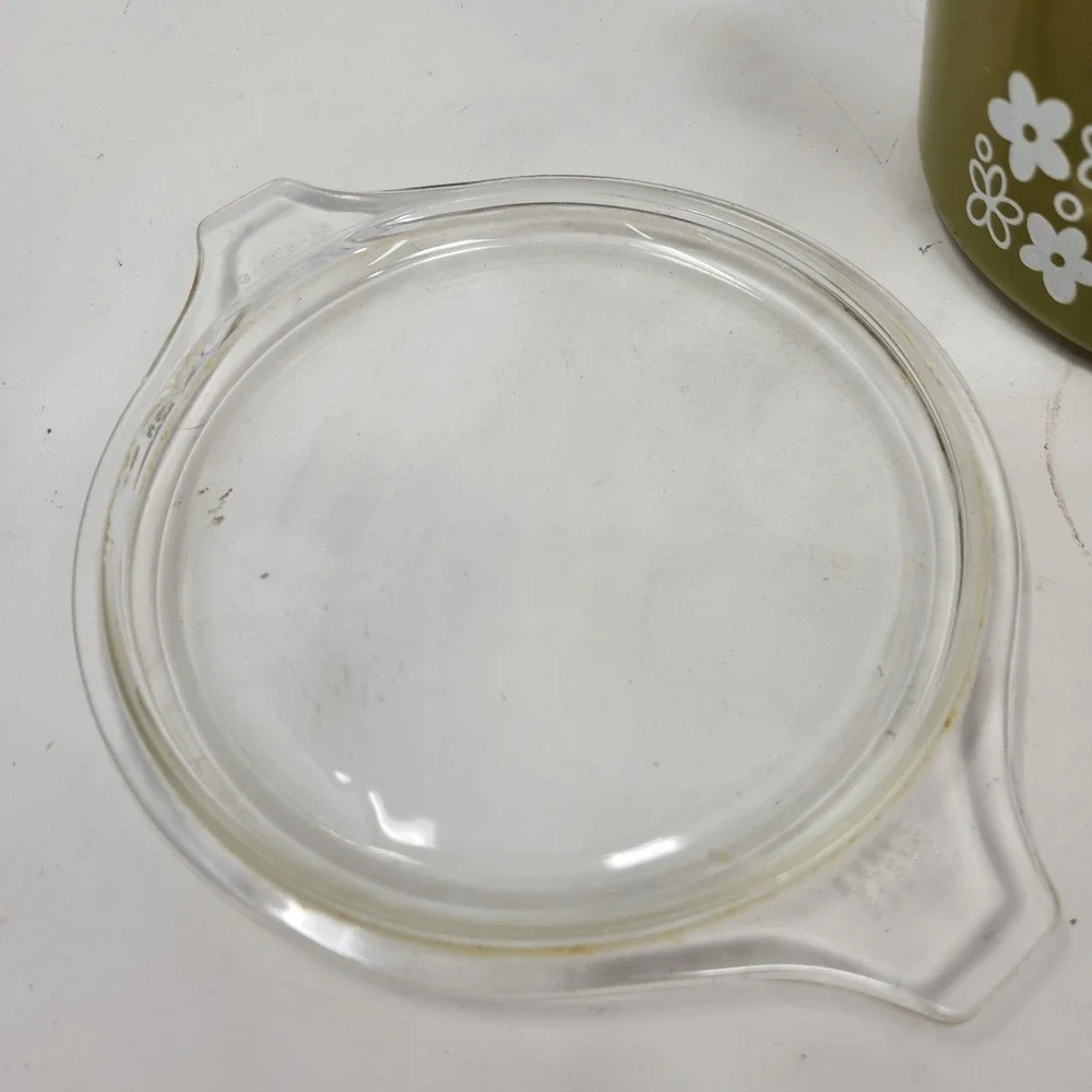 Vintage Pyrex 473-B Spring Blossom Green Crazy Daisy 1 Qt Casserole Dish Lid